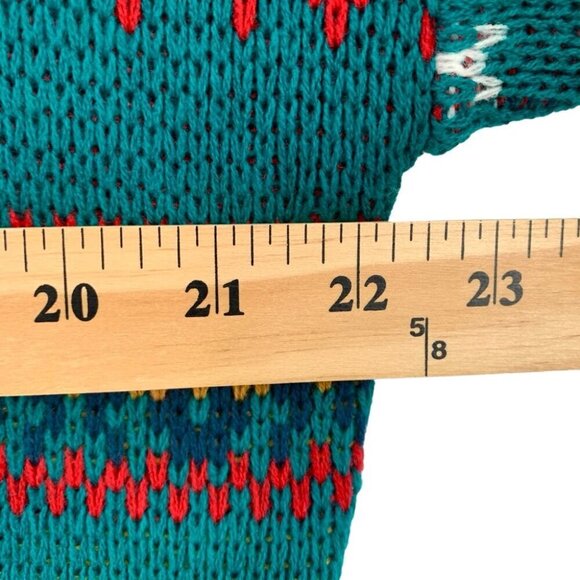 Vtg Entourage Crewneck Sweater Womens XL Teal Geometric Patterned Acrylic NEW - Picture 3 of 8